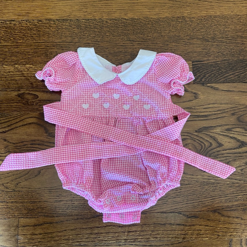 Pink Gingham Baby Romper